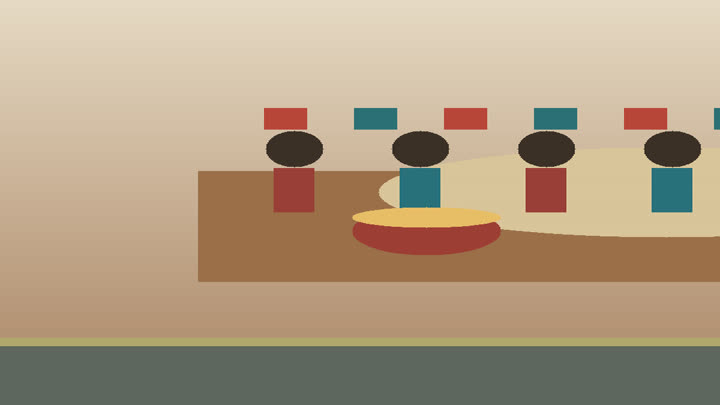 Close detail of Meshrep hand drum, textile pattern, tea bowl, dance scarf, and written gathering rules