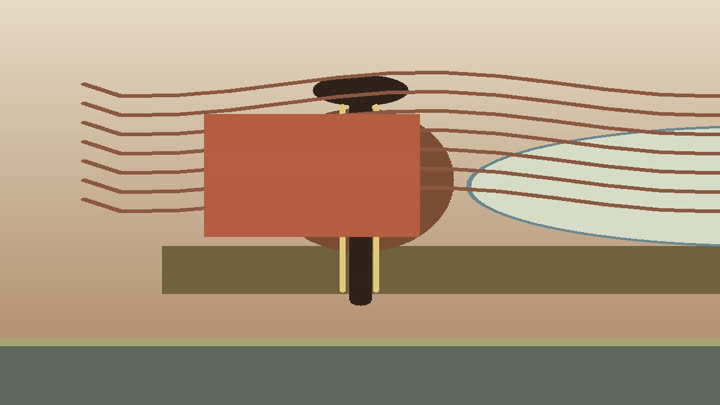 Close detail of morin khuur strings, singer scarf, grassland pattern, and sound-wave inspired objects